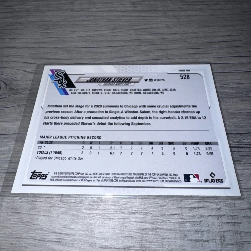 2021 Topps JONATHAN STIEVER Employee Edition Rare card #528 CHICAGO WHITE SOX